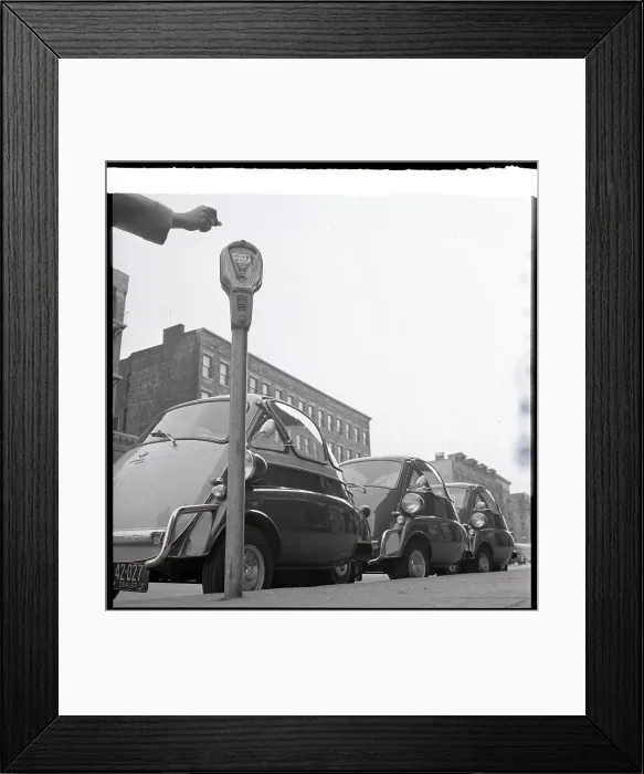 Framed Print : Midget Bmw Isettas; Three In Parking Spa Framed Print : Midget Bmw Isettas; Three In Parking Spa
