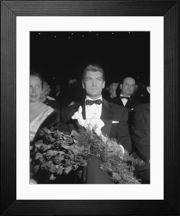 Framed Print : Jean Marais Holding Flowers and Bambi Award Framed Print : Jean Marais Holding Flowers and Bambi Award