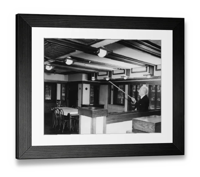 Framed Print : Frank Lloyd Wright Points Out Features Framed Print : Frank Lloyd Wright Points Out Features