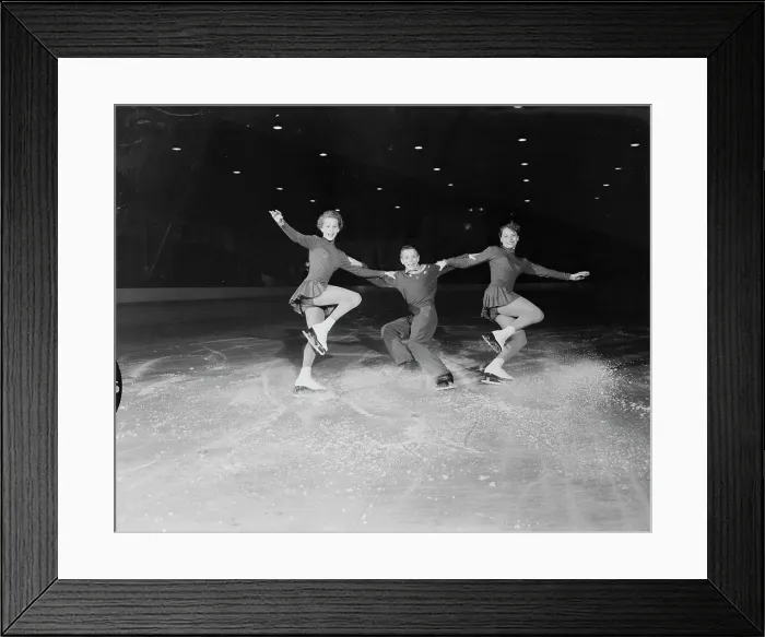 Framed Print : Carol and Nancy Heiss Ice Skating with Their Brother Framed Print : Carol and Nancy Heiss Ice Skating with Their Brother