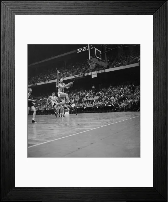 Framed Print : Bill Sharman Jumping to Make a Basket Framed Print : Bill Sharman Jumping to Make a Basket