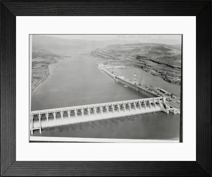 Framed Print : Aerial View of Dalles Dam Area Framed Print : Aerial View of Dalles Dam Area