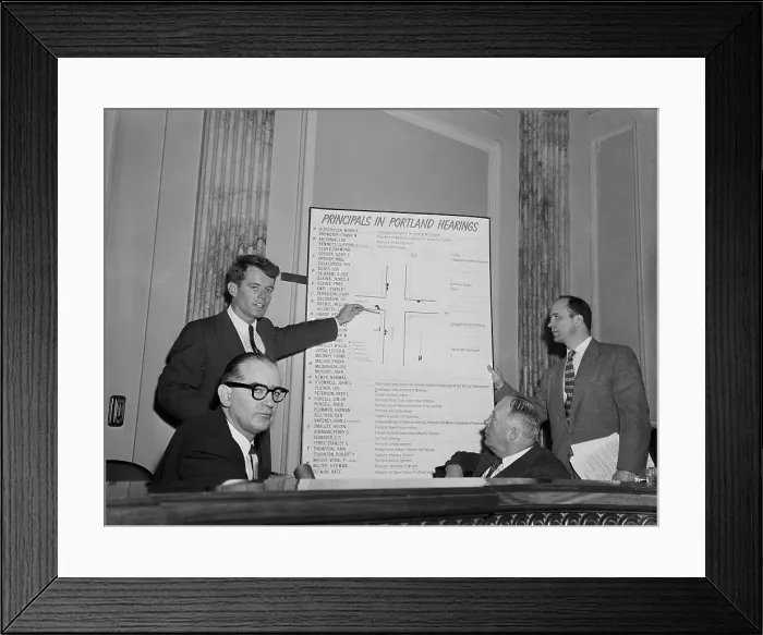 Framed Print : Robert Kennedy Pointing to Chart Framed Print : Robert Kennedy Pointing to Chart
