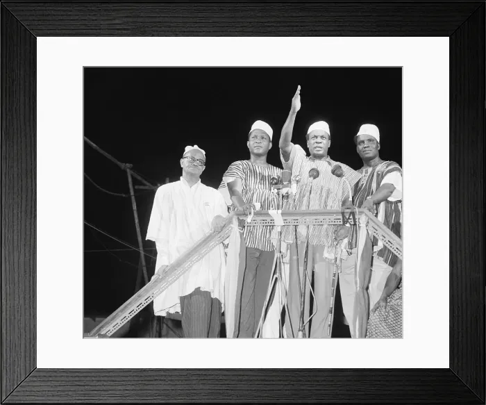 Framed Print : Kwame Nkrumah Waving to Crowd Framed Print : Kwame Nkrumah Waving to Crowd