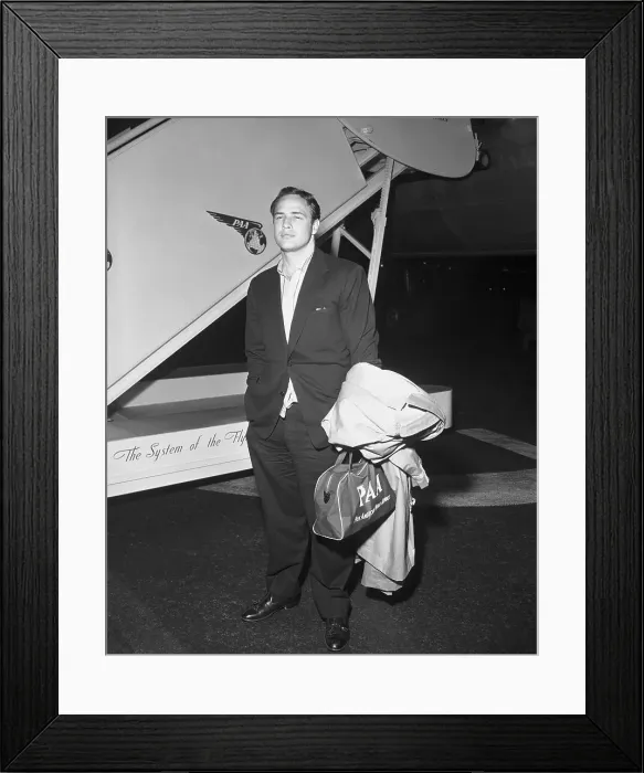 Framed Print : Portrait of Marlon Brando at Airport Framed Print : Portrait of Marlon Brando at Airport