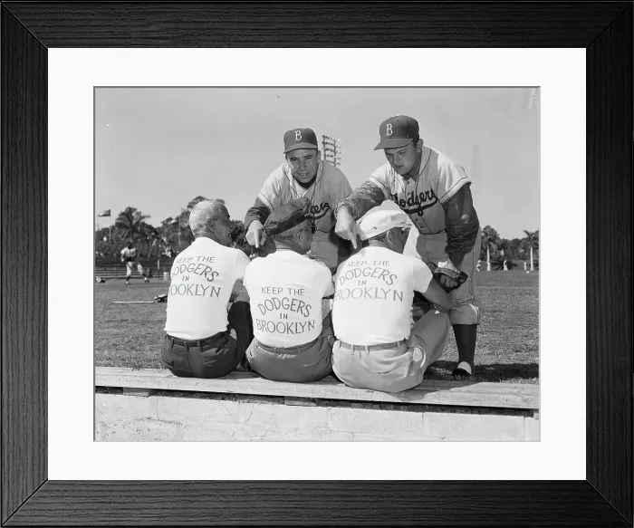Framed Print : Fans Wearing Keep Dodgers In Brooklyn Shirts