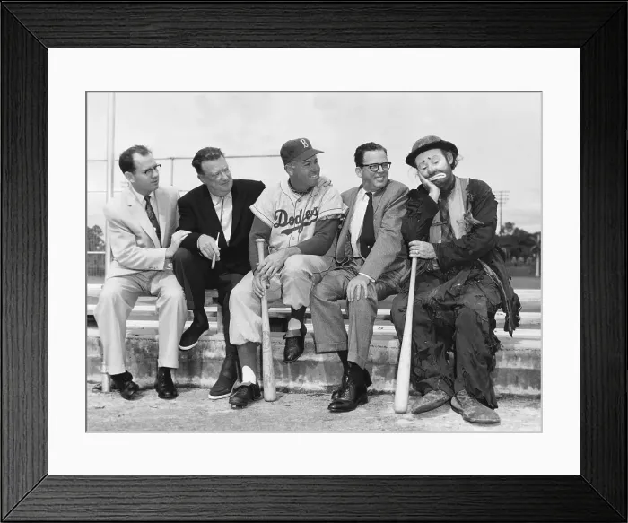 Framed Print : Duke Snider with Dogers Manager and LA Officials and Clown Framed Print : Duke Snider with Dogers Manager and LA Officials and Clown