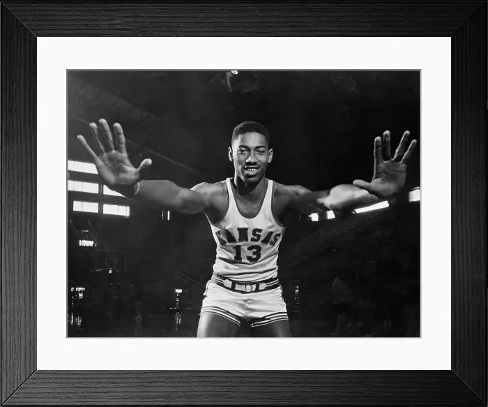 Framed Print : Young Wilt Chamberlain Displays Hands Framed Print : Young Wilt Chamberlain Displays Hands