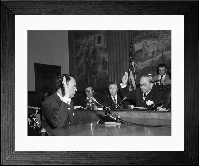 Framed Print : Frank Sinatra Swears In At Investigation Framed Print : Frank Sinatra Swears In At Investigation