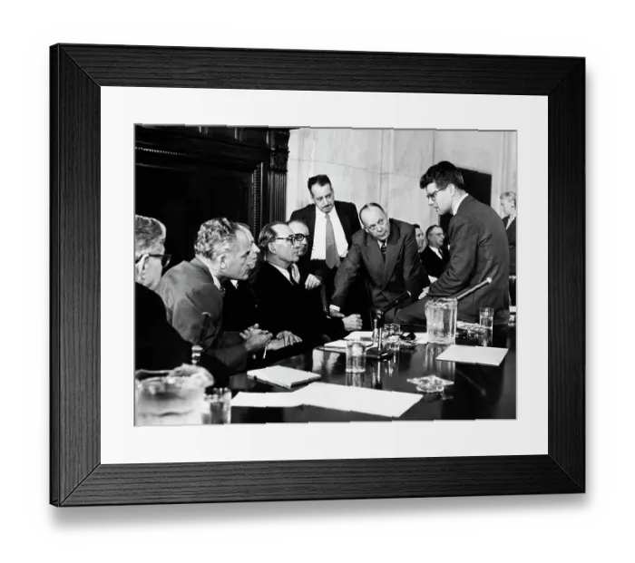 Framed Print : Robert Kennedy and Pat McNamara at Briefing Framed Print : Robert Kennedy and Pat McNamara at Briefing