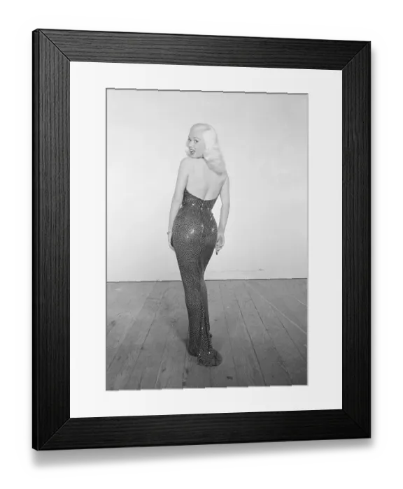 Framed Print : Rear View of Mamie Van Doren Posing in Evening Dress