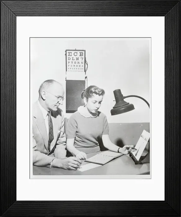 Framed Print : Merry Margolish with Teacher and Color Blindness Test Results Framed Print : Merry Margolish with Teacher and Color Blindness Test Results