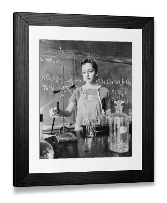 Framed Print : Merry Margolish Using Bunsen Burner in Chemistry Lab Framed Print : Merry Margolish Using Bunsen Burner in Chemistry Lab