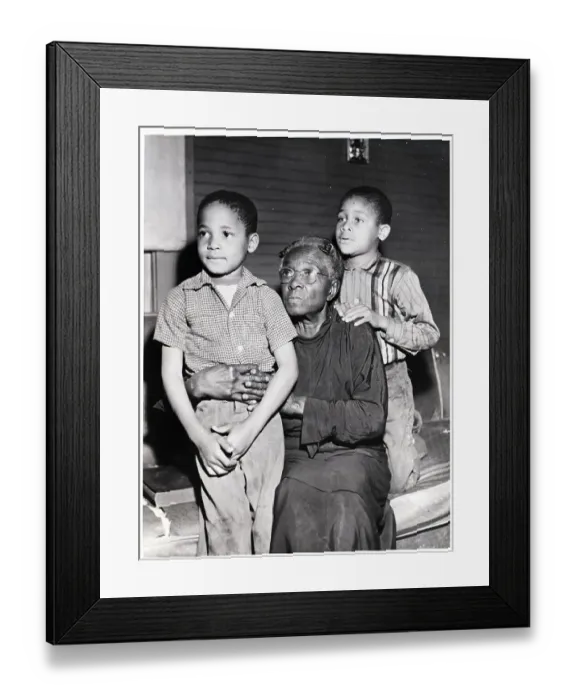 Framed Print : Black Grandmother With Two Grandchildren Framed Print : Black Grandmother With Two Grandchildren