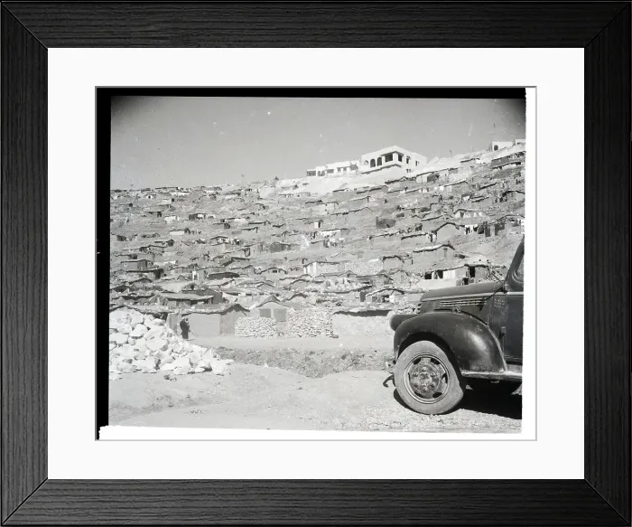 Framed Print : Refugee Hovels on Hillside Framed Print : Refugee Hovels on Hillside
