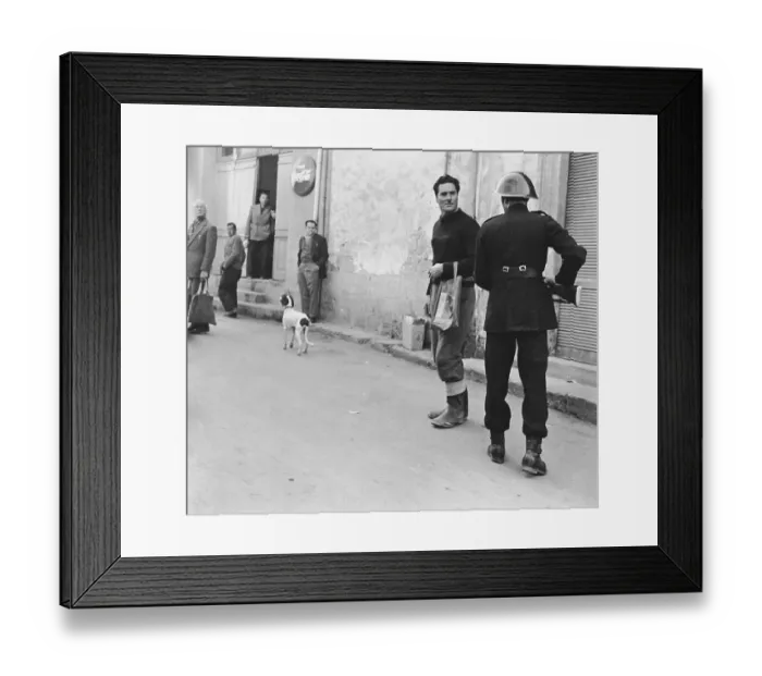 Framed Print : Turkish Policeman Approaching Pedestrian on Street Framed Print : Turkish Policeman Approaching Pedestrian on Street