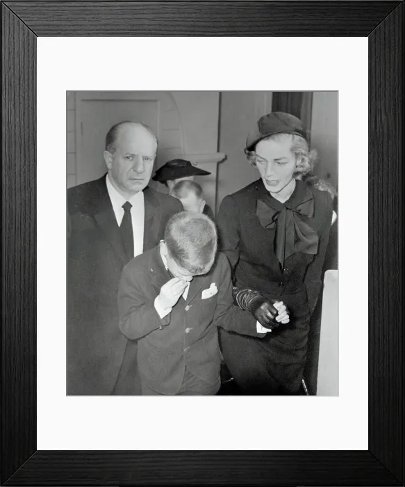 Framed Print : Lauren Bacall and Son Leaving Humphrey Bogart's Memorial