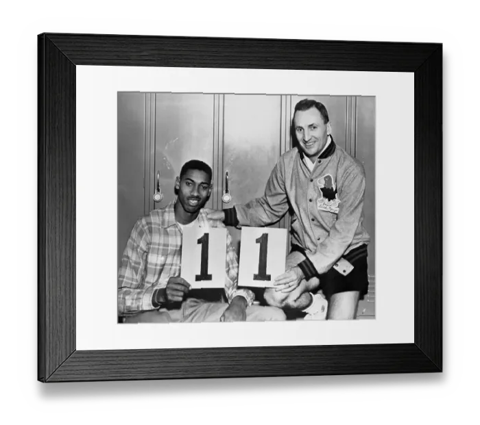 Framed Print : Wilt Chamberlain and Coach Holding Score Cards Framed Print : Wilt Chamberlain and Coach Holding Score Cards