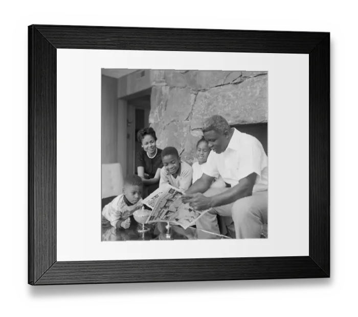 Framed Print : Jackie Robinson with His Family Framed Print : Jackie Robinson with His Family