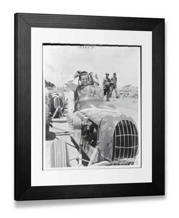 Framed Print : Jerry Unser Waving from His Race Car