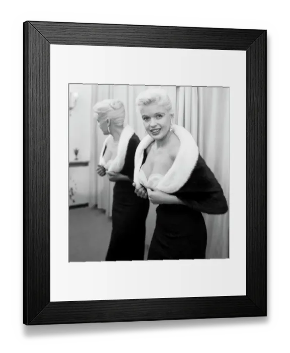 Framed Print : Jayne Mansfield Dressing in Front of Mirror Framed Print : Jayne Mansfield Dressing in Front of Mirror