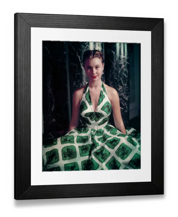 Framed Print : Actress Mitzi Gaynor Wearing Halter Top Dress with Animal Graphics Framed Print : Actress Mitzi Gaynor Wearing Halter Top Dress with Animal Graphics