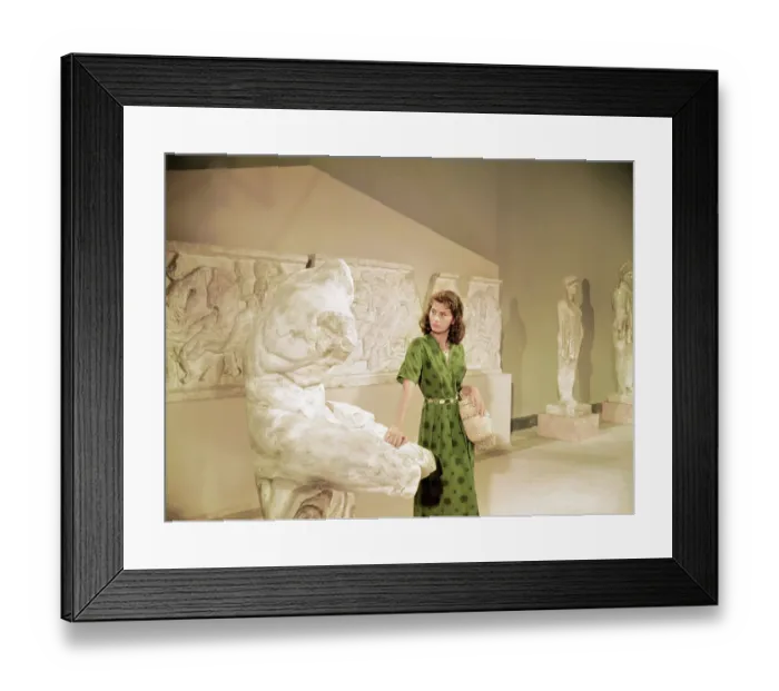 Framed Print : Actress Sophia Loren Posing by Statue Framed Print : Actress Sophia Loren Posing by Statue