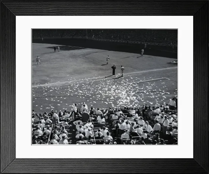 Framed Print : Baseball Field Littered With Papers