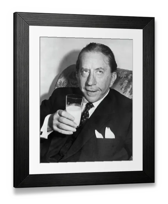 Framed Print : J. Paul Getty Drinking A Glass Of Milk Framed Print : J. Paul Getty Drinking A Glass Of Milk