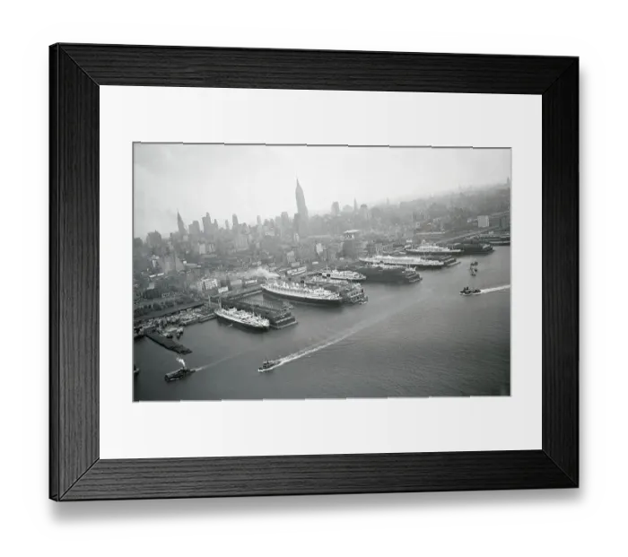Framed Print : Ships Docking in New York Harbor Framed Print : Ships Docking in New York Harbor