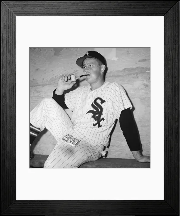 Framed Print : Nellie Fox Smoking Corn Pipe In Dugout Framed Print : Nellie Fox Smoking Corn Pipe In Dugout