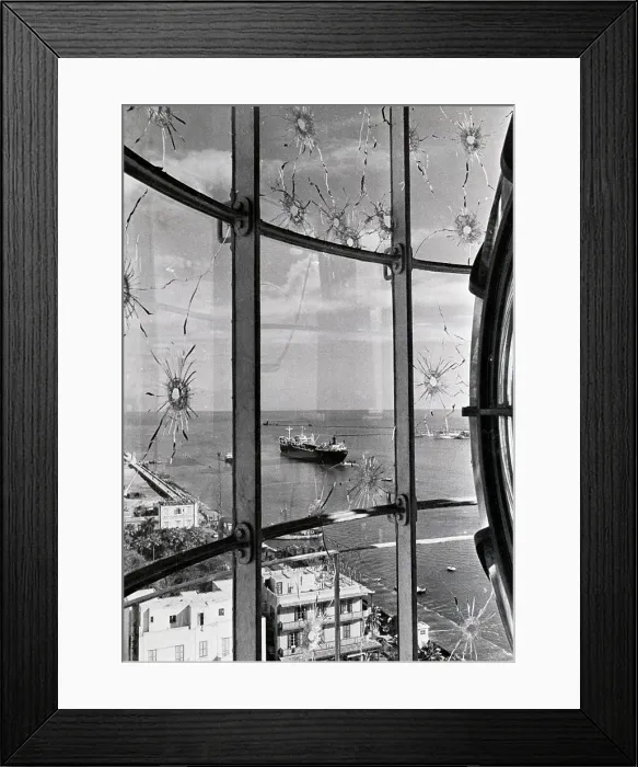 Framed Print : Lighthouse Window With Bullet Holes Framed Print : Lighthouse Window With Bullet Holes
