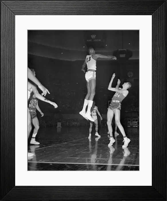 Framed Print : Wilt Chamberlain in Air to Block Shot Framed Print : Wilt Chamberlain in Air to Block Shot