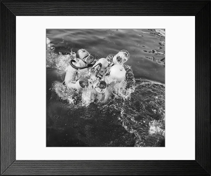 Framed Print : Dimitri Rebikoff Demonstrating Underwater Vehicle Framed Print : Dimitri Rebikoff Demonstrating Underwater Vehicle
