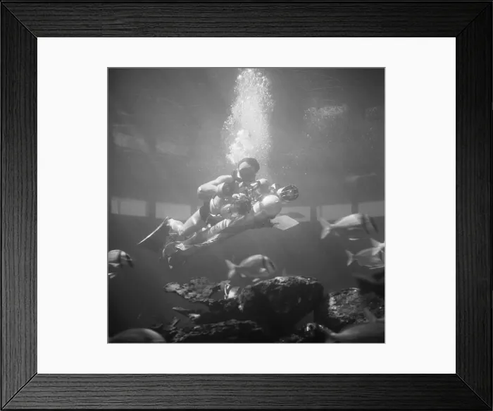 Framed Print : Dimitri Rebikoff Demonstrating Underwater Vehicle Framed Print : Dimitri Rebikoff Demonstrating Underwater Vehicle