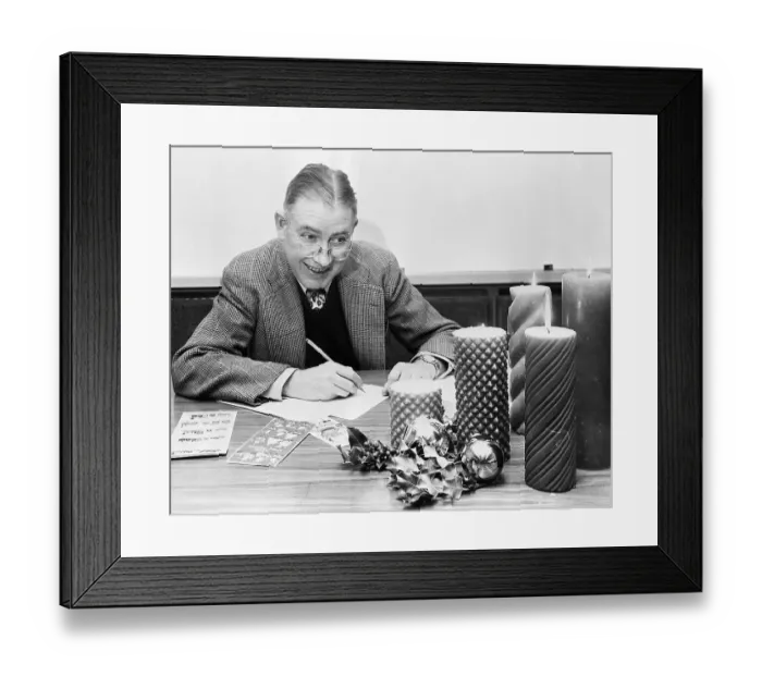 Framed Print : Ogden Nash Writing Christmas Card Verse Framed Print : Ogden Nash Writing Christmas Card Verse