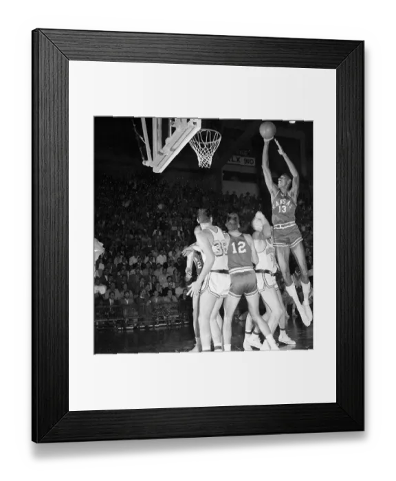 Framed Print : Wilt Chamberlain Leaping for Shot Framed Print : Wilt Chamberlain Leaping for Shot