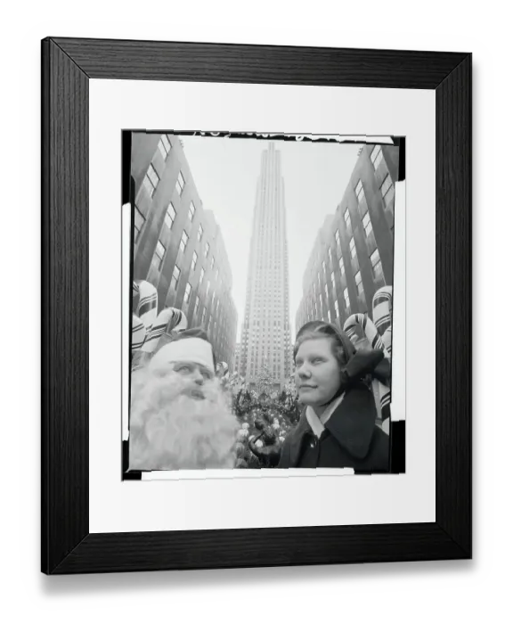 Framed Print : View of Christmas Decorations and Santa Claus in Rockefeller Center Framed Print : View of Christmas Decorations and Santa Claus in Rockefeller Center