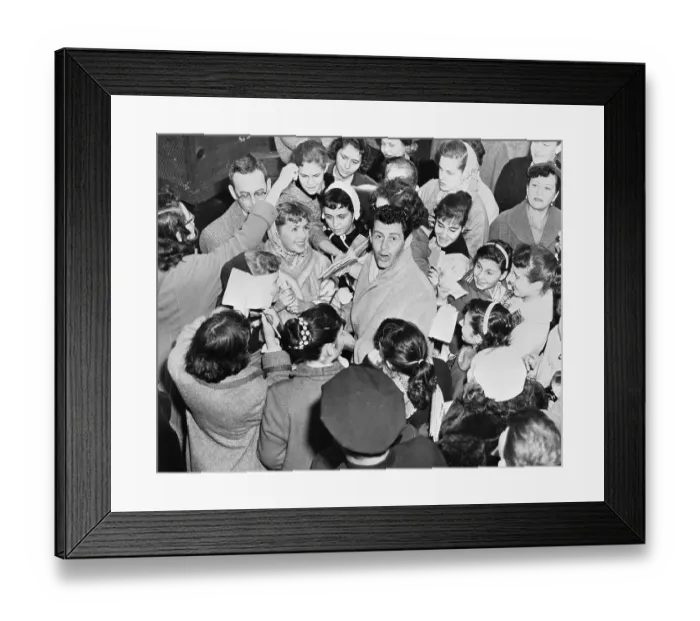 Framed Print : Fans Surrounding Debbie Reynolds and Eddie Fisher Framed Print : Fans Surrounding Debbie Reynolds and Eddie Fisher