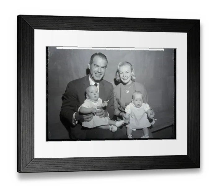 Framed Print : Fred Macmurray And Wife Holding Babies Framed Print : Fred Macmurray And Wife Holding Babies