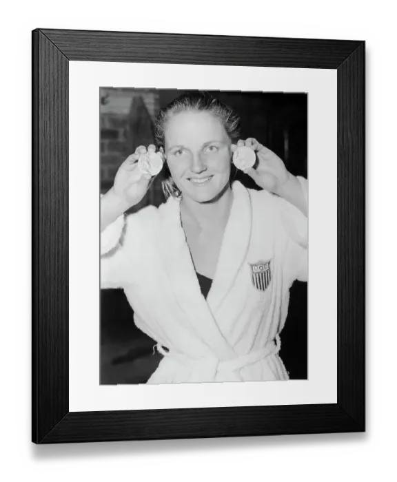 Framed Print : Diver Patricia McCormick Displaying Gold Medal Framed Print : Diver Patricia McCormick Displaying Gold Medal
