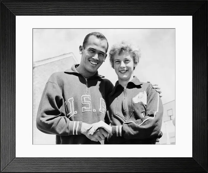 Framed Print : Olympic Track Winners (M / F) Shake Hands Framed Print : Olympic Track Winners (M / F) Shake Hands