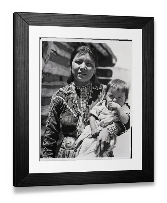 Framed Print : Navaho Mother And Child Wearing Necklace Framed Print : Navaho Mother And Child Wearing Necklace
