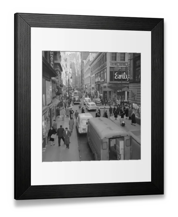 Framed Print : Holiday Traffic and Shoppers on Street in Manhattan Framed Print : Holiday Traffic and Shoppers on Street in Manhattan