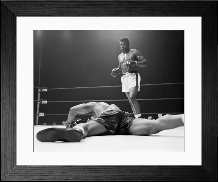Framed Print : Floyd Patterson Standing Above Archie Moore During Fight Framed Print : Floyd Patterson Standing Above Archie Moore During Fight
