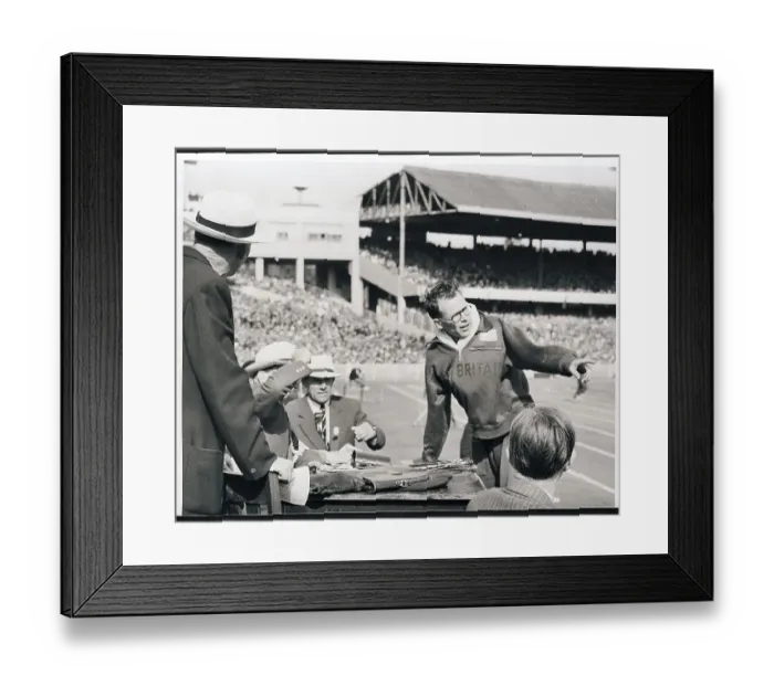 Framed Print : Chris Brasher Argues with Olympic Officials Framed Print : Chris Brasher Argues with Olympic Officials