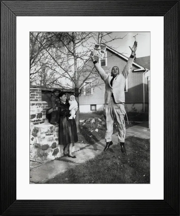 Framed Print : Don Newcombe Leaping for Joy Framed Print : Don Newcombe Leaping for Joy