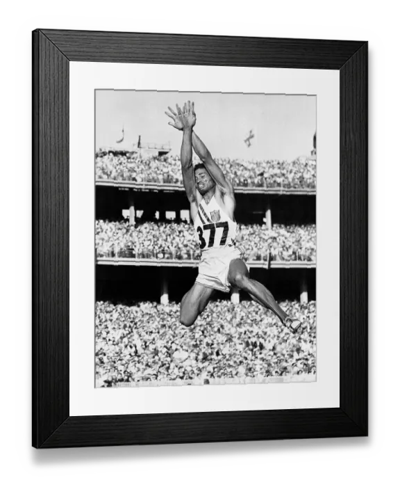 Framed Print : Gregory Bell Winning Broad Jump Event