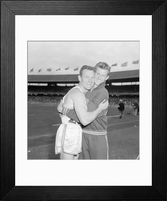 Framed Print : Bob Gutowski Hugging Bob Richards