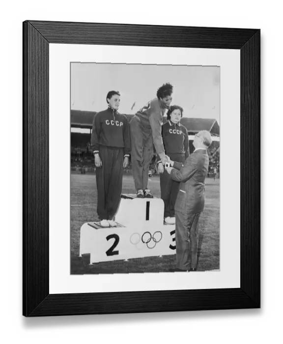 Framed Print : Avery Brundage and Olga Fikotova Shaking Hands Framed Print : Avery Brundage and Olga Fikotova Shaking Hands